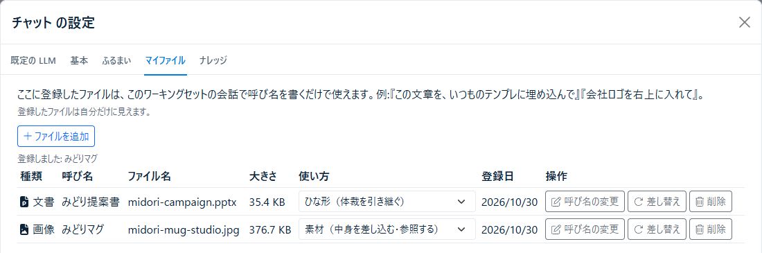 会社の書式と商品写真を分けて登録した実画面。
